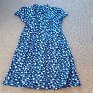 London Times Navy and White Polka Dot Midi Dress